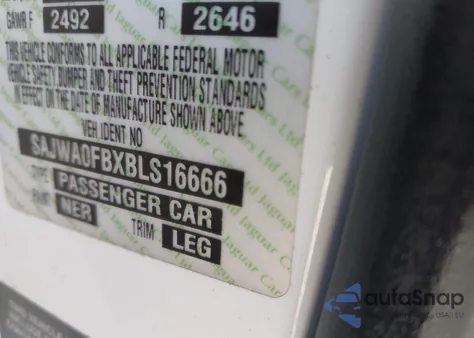 2011 Jaguar Xf from USA, damaged, VIN SAJWA0FBXBLS16666